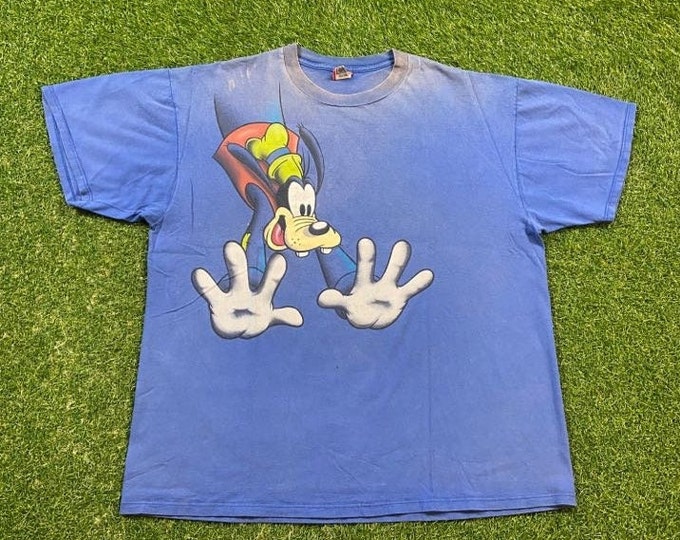Vintage Goofy T Shirt Tee Disney Designs Made USA Size XXL 2XL Mickey Mouse Walt Disney World Magic Kingdom WDW Disneyland 1990s 90s