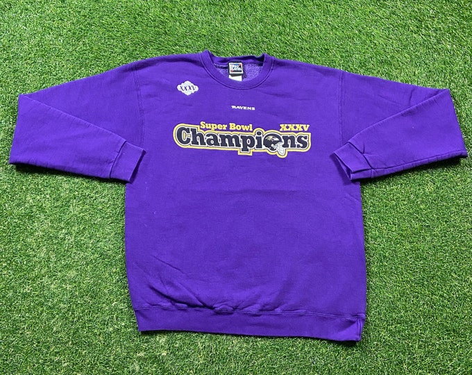 Vintage Baltimore Ravens Super Bowl XXXV Crewneck Sweatshirt Pro Player Size Xtra Large XL NFL Football Maryland Ray Lewis 1990s Pull Over