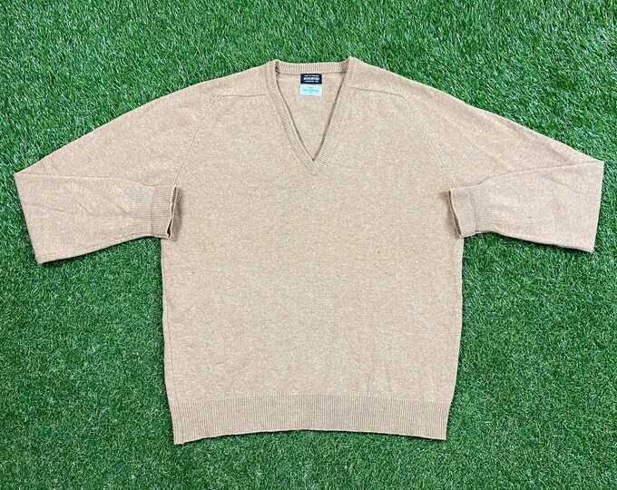 Vintage Brooks Brothers V Neck Sweatshirt Made USA Size 44 Large L Classic American Apparel New York Family Clothing