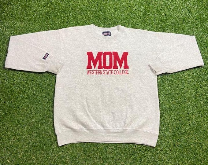 Vintage Western State College Mom Crewneck Sweatshirt Made USA Size Medium Law University Irvine California Pull Over Oversized 1990s 90s
