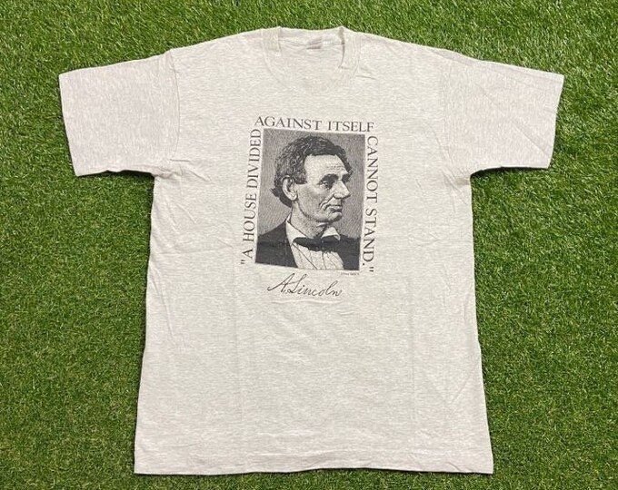 Vintage Abraham Lincoln T Shirt Tee Made USA Size Large Lincoln State Park Indiana Forest Trails President Classic 1990s 90s