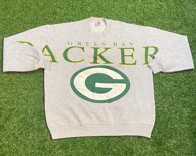 Vintage Green Bay Packers Crewneck Sweatshirt Made USA Size Xtra Large XL NFL Football Wisconsin Cheese Heads Favre Pull Over Oversized 90s