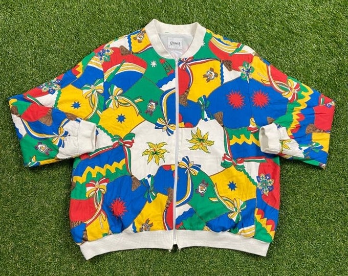Vintage Xtrovert Bomber Jacket Size Large L Classic Artsy Fashion 1980s 80s