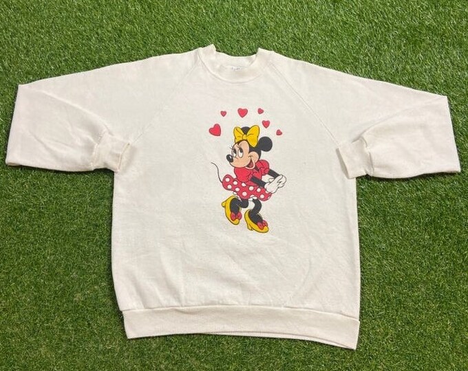 Vintage Minnie Mouse Crewneck Sweatshirt Made USA Size Large L Walt Disney World Magic Kingdom Mickey Mouse Classic 90s Pull Over Oversized