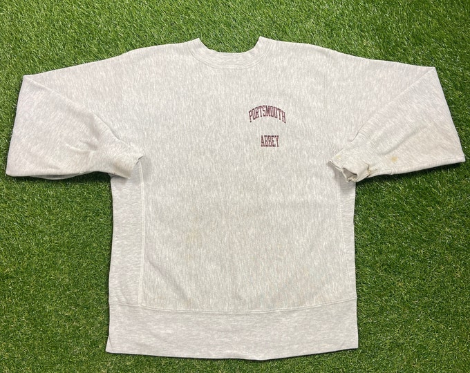 Vintage Portsmouth Abbey School Crewneck Sweatshirt Champion Reverse Weave Made USA Large Rhode Island New England Campus Classic Oversized