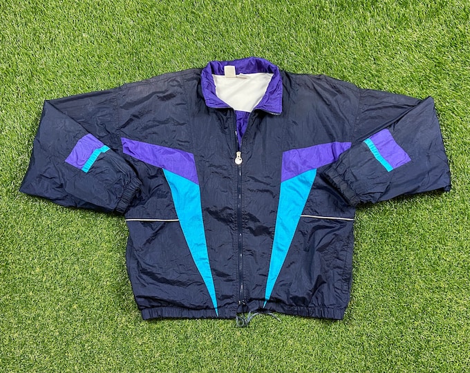 Vintage Asics Windbreaker Jacket Size Large L Classic Sport Wear Light Rain Coat 1990s 90s