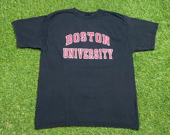 Vintage Boston University T Shirt Tee Champion Size Large L NCAA College Basketball Massachusetts New England Classic 1990s 90s