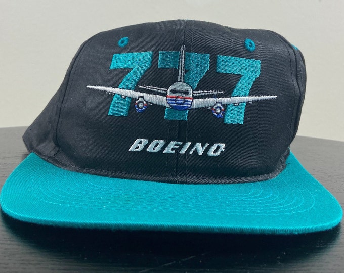Vintage Boeing 777 Snapback Hat OSFA Triple 777 Boeing Commercial Airplanes United Airlines Flying Airplanes Brand New Tags