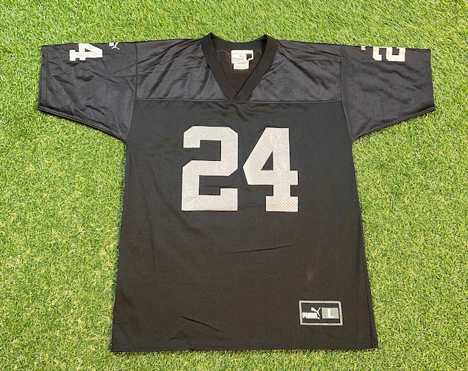 Vintage Oakland Raiders Charles Woodson #24 Jersey Puma Made USA Size Large L NFL Football California Los Angeles Las Vegas NWA 1990s 90s