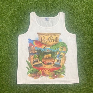 Vintage Caribbean Soul Paradise Cheeseburger Tank Top Shirt Made USA Large L Tropical Caribbean Island Beach Vacation Ocean 90s Jimmy Buffet