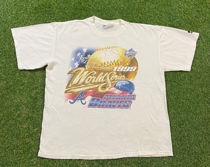 Vintage Atlanta Braves 1999 World Series T Shirt Tee Puma Size Large L MLB Baseball ATL 90s 1990s