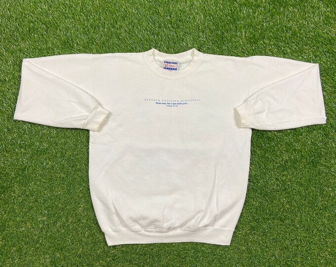Vintage Kenneth Copeland Ministries Crewneck Sweater Hanes Size Small S Church Sunday Service Christian Jesus Pull Over 1990s 90s