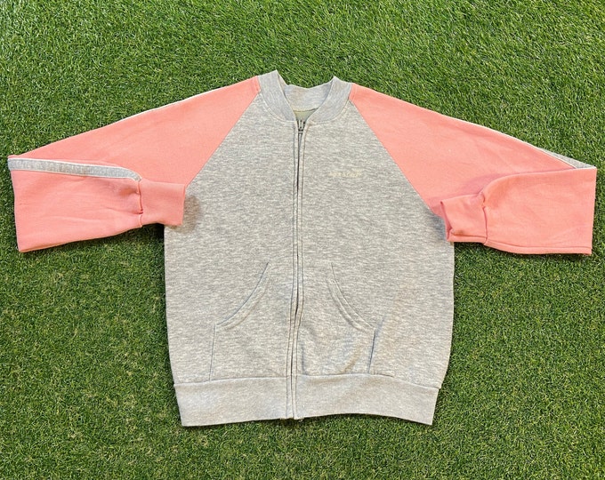 Vintage Gray Track Sweater Track & Court Made USA Size Large L Quality 1980's Comfy Fit Original 80s Zip Up Sweater