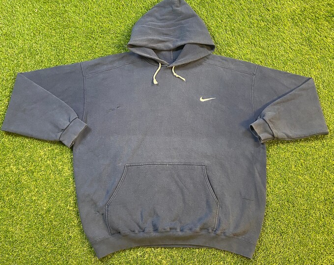 Vintage Nike Hoodie Sweatshirt Made USA Size Xtra Large XL Just Do It! 1990s Athletic Wear Original Classic Pull Over Oversized Swoosh Check