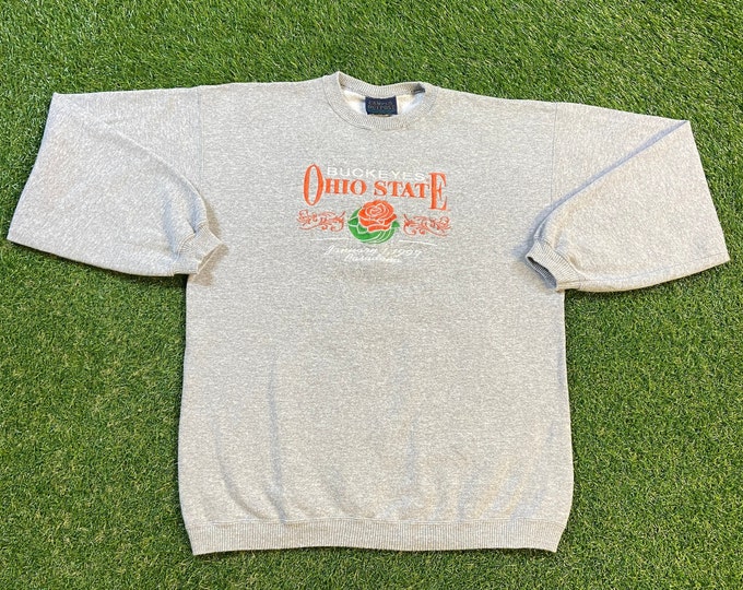 Vintage Ohio State University Crewneck Sweatshirt Made USA Size Large L Cleveland NCAA Buckeyes Football Basketball 1990s 90s Pull Over