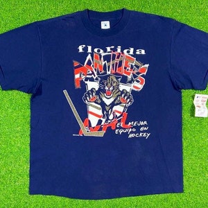 vintage Florida Panthers Graphic T Shirt Tee Delta Made in USA Xtra Large Hockey NHL Florida FL Blue Rare Miami Deadstock Nwt Nouveau