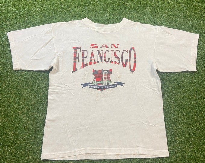 Vintage San Francisco Golden Gate Bridge T Shirt Tee Tops Size Large L Warriors 49ers California 1990s 90s