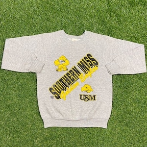 Vintage USM Southern Mississippi Golden Eagles Crewneck Sweatshirt Made USA Size Medium M NCAA College Football Classic 1990's 90's Soft