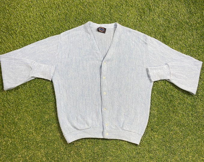 Vintage Blue Cardigan Sweater Jantzen Made USA Size Xtra Large XL 1990s 90s Comfy Button Down Warm