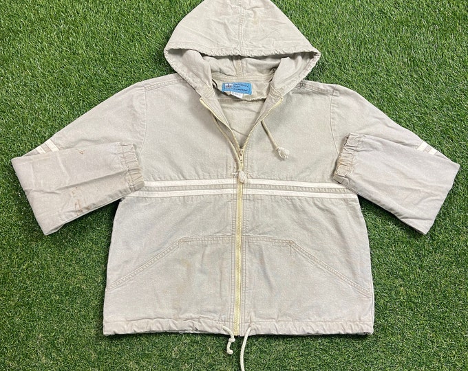 Vintage Beige Hoodie Ocean Beach Jacket Monterey Bay Company Size Large L Quality 1970s Great Fit Original 70s Boat