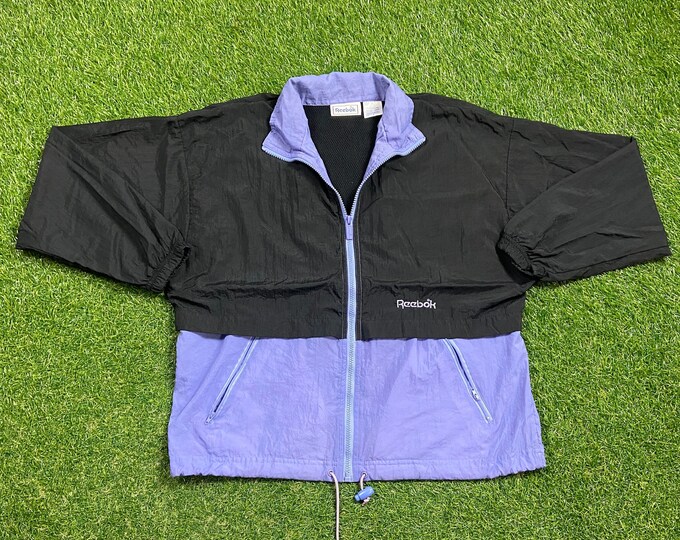 Vintage Reebok Windbreaker Jacket Zip Up Size Small S Classic Sportswear Athletic Wear Classic 1990s Light Rain Jacket Coat Logo 90s