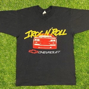 Vintage Chevrolet Rock N Roll T Shirt 5050 Made in USA Size Large Vintage Car Nascar Racing Rare Classic 1980s 80s Paper Thin