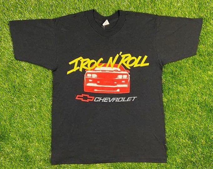 Vintage Chevrolet Rock N Roll T Shirt 5050 Made in USA Size Large Vintage Car Nascar Racing Rare Classic 1980s 80s Paper Thin