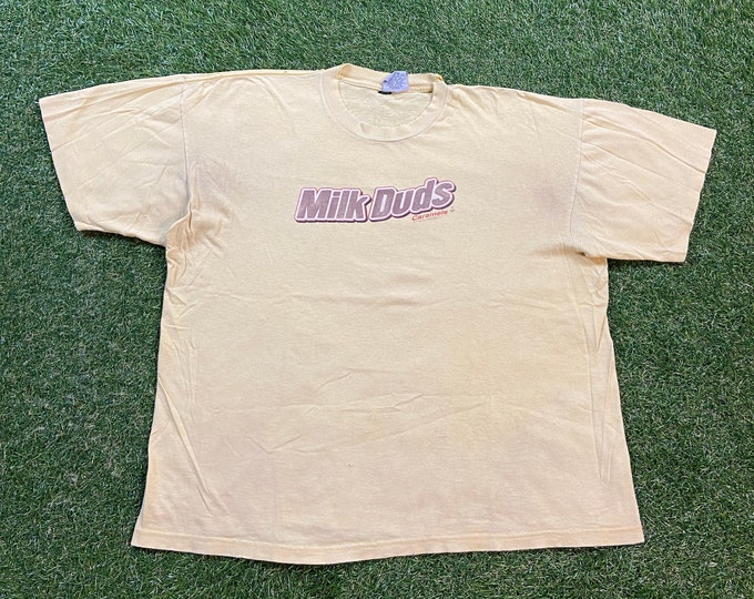 Vintage Milk Duds Caramels T Shirt Tee Stanly Desantis Made USA Size Xtra Large XL M&M's Original Candy Classic Chocolate Candies 1990s 90s