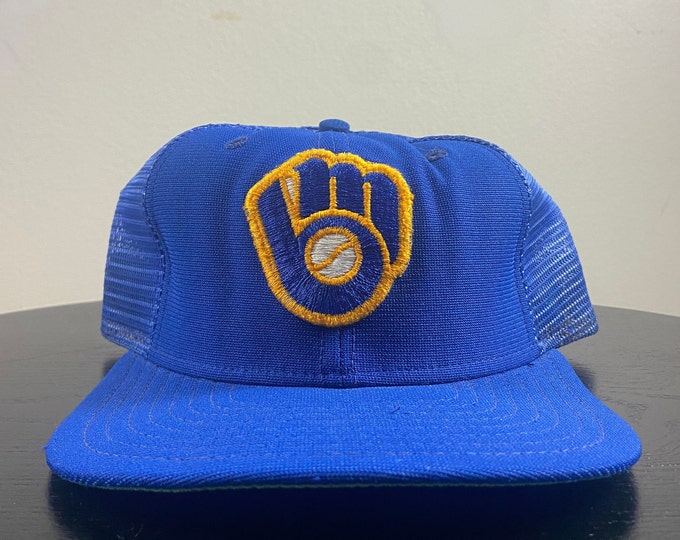 Vintage Milwaukee Brewers Snapback Hat New Era Made USA OSFA MLB Baseball National League Wisconsin 1990s 90s