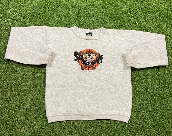 Vintage Space Jam Crewneck Sweatshirt Made USA Size Youth Large Michael Jordan Looney Tunes Bugs Bunny Warner Bros Classic Cartoon 1990s 90s
