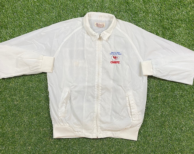Vintage Kansas City Chiefs Windbreaker Jacket Antigua Size Large L KC NFL Football Mahomes Light Rain Coat 1980s 80s