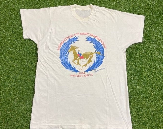 Vintage Winner's Circle 1994 T Shirt Tee Size Small S Running American Indian Track Marathon Nike 1990s 90s