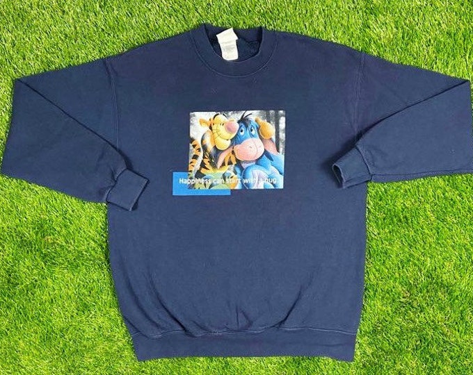 Vintage Winnie the Pooh Bear Crewneck Sweatshirt Tigger Eeyore The Disney Store Medium Walt Disney World 80s 90s Wdw Disneyland Oversized