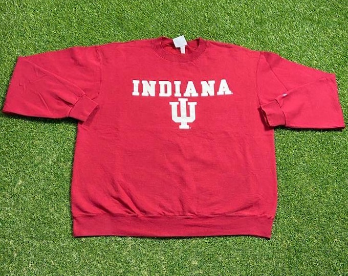Vintage Indiana University Hoosiers Crewneck Sweatshirt Champion Size Xtra Large XL NCAA College Basketball IU Pull Over Oversized 1990s 90s