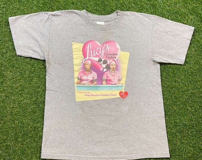 Vintage I Love Lucy T Shirt Tee Gildan Size Large L Chocolate Factory Classic American Sitcom Television 1980s 80s Promo
