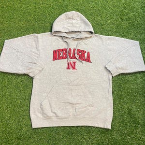 Vintage University of Nebraska Cornhuskers Hoodie Sweatshirt Size Medium M NCAA College Football 1990s 90s Pull Oversized