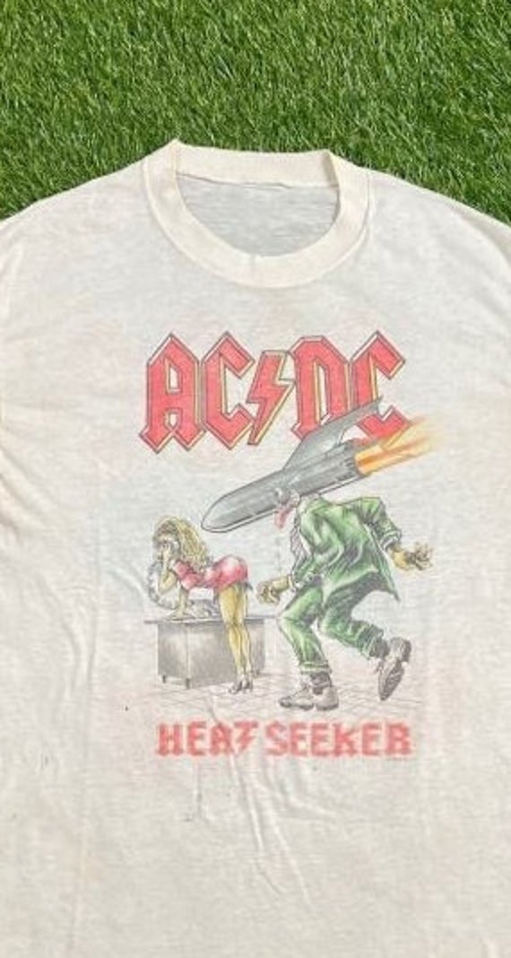 Vintage AC DC Heat Seeker T Shirt Rock Tee Size Small World Tour 1988 Hard Rock Rare Print! 1980s 80s View 4