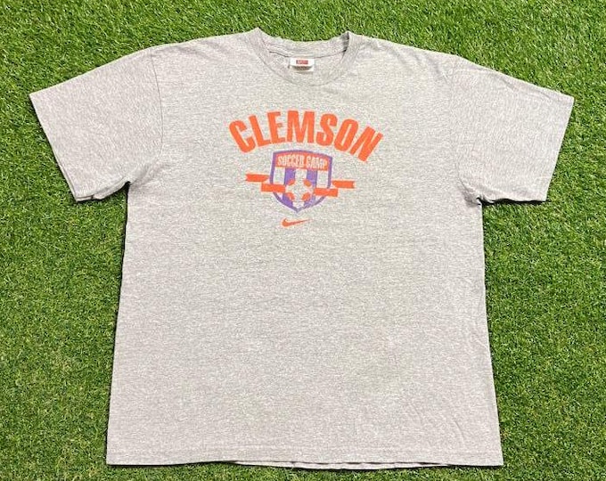 Vintage Clemson University Tigers T Shirt Tee Size Large L NCAA College Soccer South Carolina Classic Original 1990s 90s