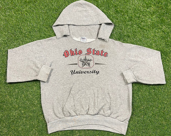 Vintage Ohio State University OSU Hoodie Sweatshirt Volunteer Made USA Size Large L NCAA College Football Basketball Cleveland Pull Over