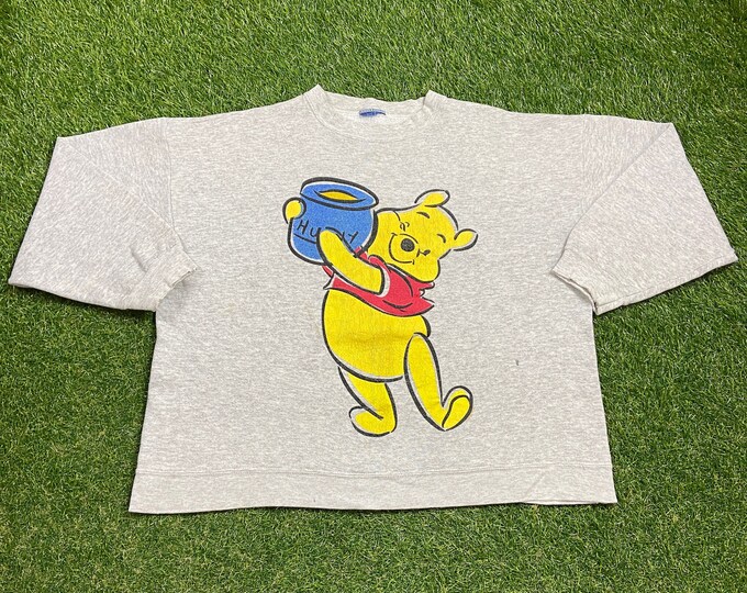 Vintage Winnie The Pooh Crop Crewneck Sweatshirt Size Xtra Large XL Walt Disney World WDW Classic Cartoon Mickey Mouse Pooh 1990s 90s