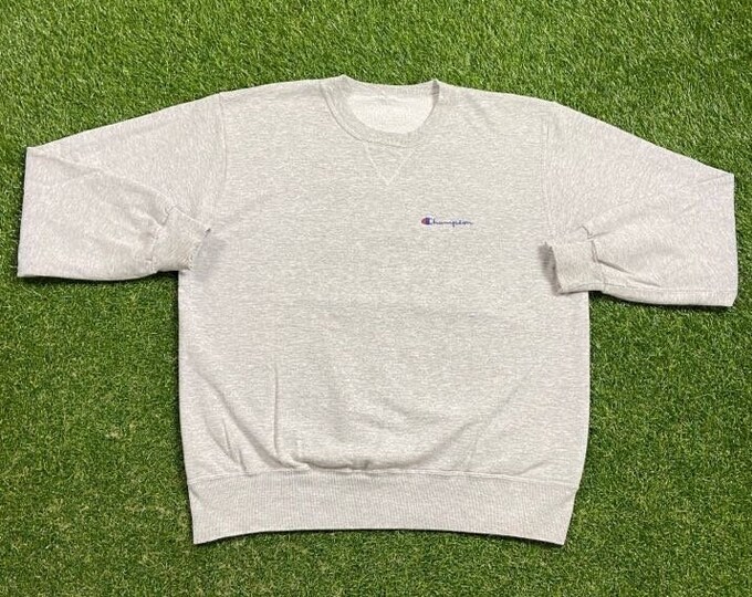 Vintage Gray Champion Crewneck Sweatshirt Size Large L Quality 1990s Oversized Great Fit Original 90s Pull Over