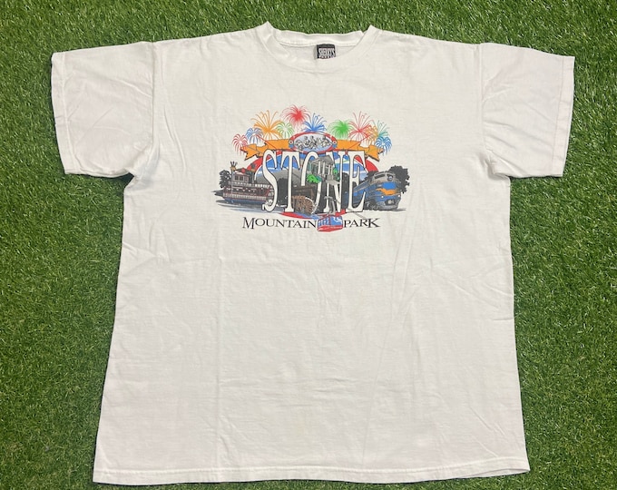 Vintage Stone Mountain Park T Shirt Tee Made USA Size XXL 2XL Camping Lodging Attraction Festival Events Peach Atlanta Georgia 1990s 90s