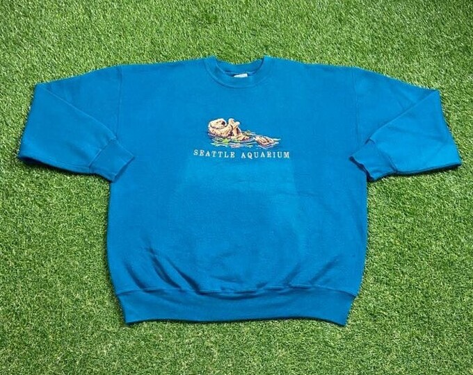 Vintage Seattle Aquarium Crewneck Sweatshirt Signal Sport Size Xtra Large XL Animals Planet Ocean Washington 1990s 90s Pull Over