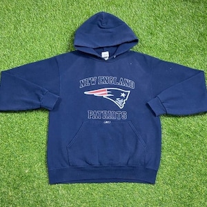 Vintage New England Patriots Hoodie Sweatshirt Jerzees Size Medium NFL Football Boston Massachusetts Tom Brady 1990s 90s Pull Over Oversized