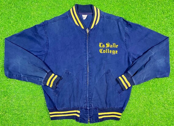 Vintage La Salle College Zip up Bomber Jacket Champion Medium
