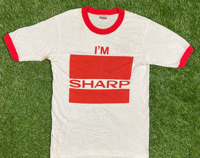 Vintage I'm Sharp T Shirt Tee Hanes Made USA Size Small Ben Thompspn's Office Equipment Center Inc 1970s 70s