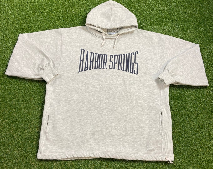 Vintage Harbor Springs Hoodie Sweatshirt Size 3X Michigan Great Lakes Detroit 1990s 90s Pull Over Oversized Heavy Duty