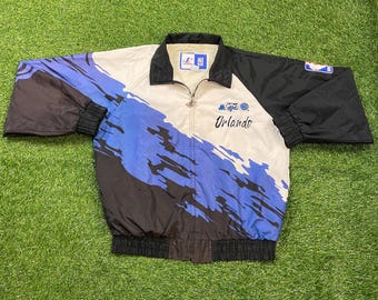 Vintage Orlando Magic Jacket Logo Athletic Size Medium M NBA Basketball Florida Shaq McGrady Penny Light Rain Coat 1990s 90s Splash