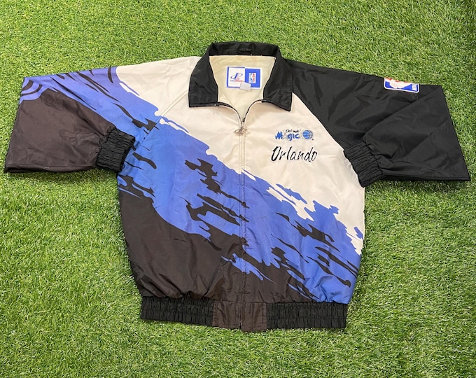 Vintage Orlando Magic Jacket Logo Athletic Size Medium M NBA Basketball Florida Shaq McGrady Penny Light Rain Coat 1990s 90s Splash