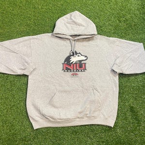 Vintage University Of Northern Illinois Huskies Hoodie Sweatshirt Size Xtra Large XL NCAA College Football Classic NIU Chicago 1990s 90s